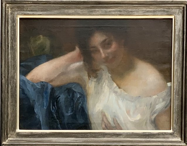 Kobieta z niebieską draperią Besnard, (Paul) Albert (1849 - 1934)