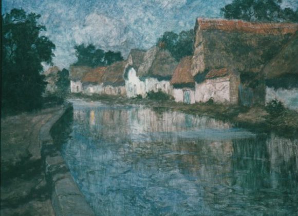 Wioska normandzka nad rzeką Thaulow Frits, Johan (1847 - 1906)