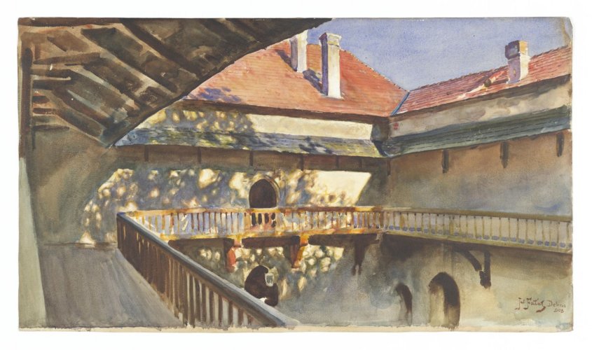 Wnętrze zamku w Dębnie Fałat, Julian (1853 - 1929)