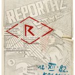 Projekt plakatu z napisem "Reportaż Styl" i datą 12.12.82