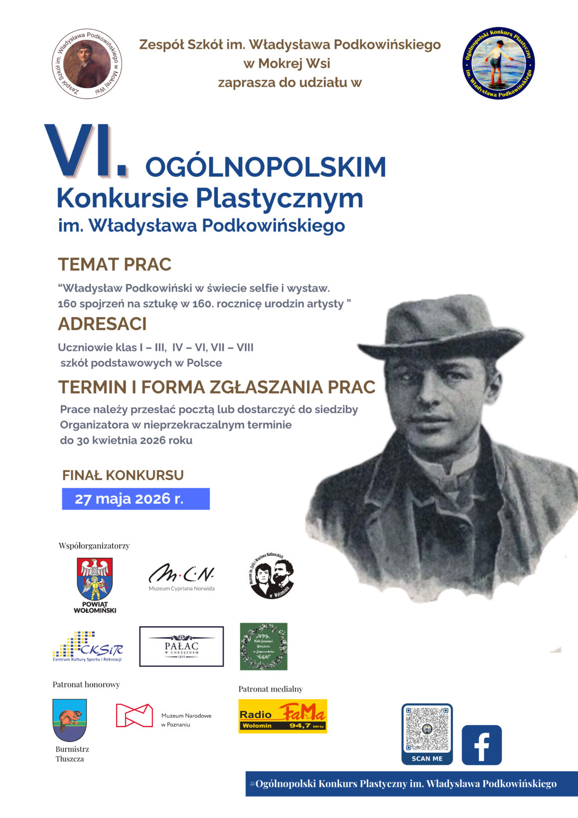 Grafika z tekstem: Szósty Ogólnopolski konkurs plastyczny imienia Władysława Podkowińskiego.
