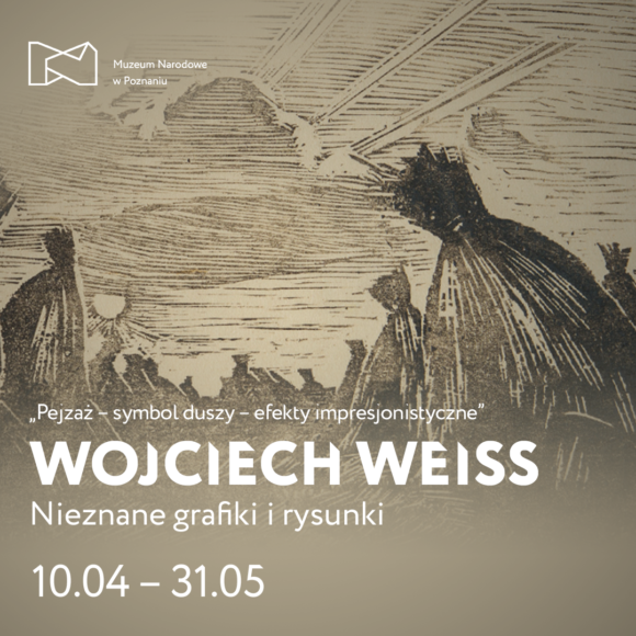 Grafika z napisem "Wojciech Weiss". W tle stogi siana.